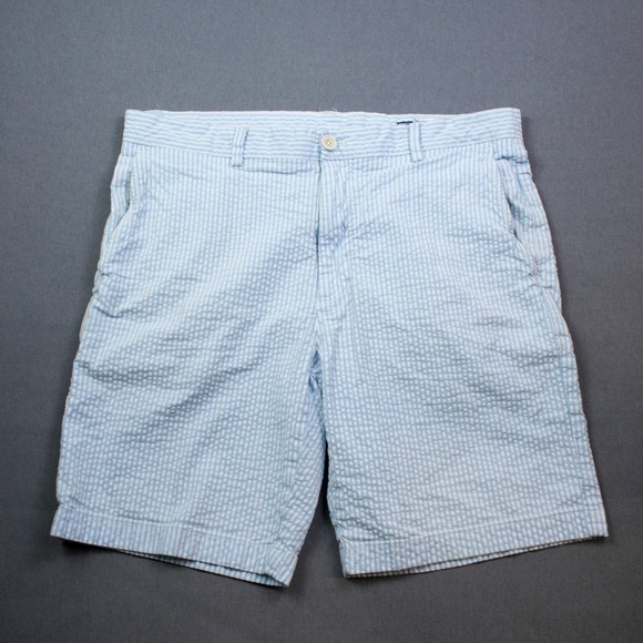 Vineyard Vines Seersucker Shorts Stripe Blue Men's Breaker 34 Preppy Nautical - Picture 2 of 8